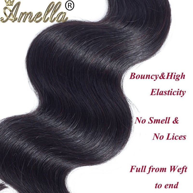Amella Hair Brazilian Body Wave One Bundle 20inch 100% Unprocessed Brazilian Virgin Natural Black 8A Body Wave Human Hair Weft - Image 5
